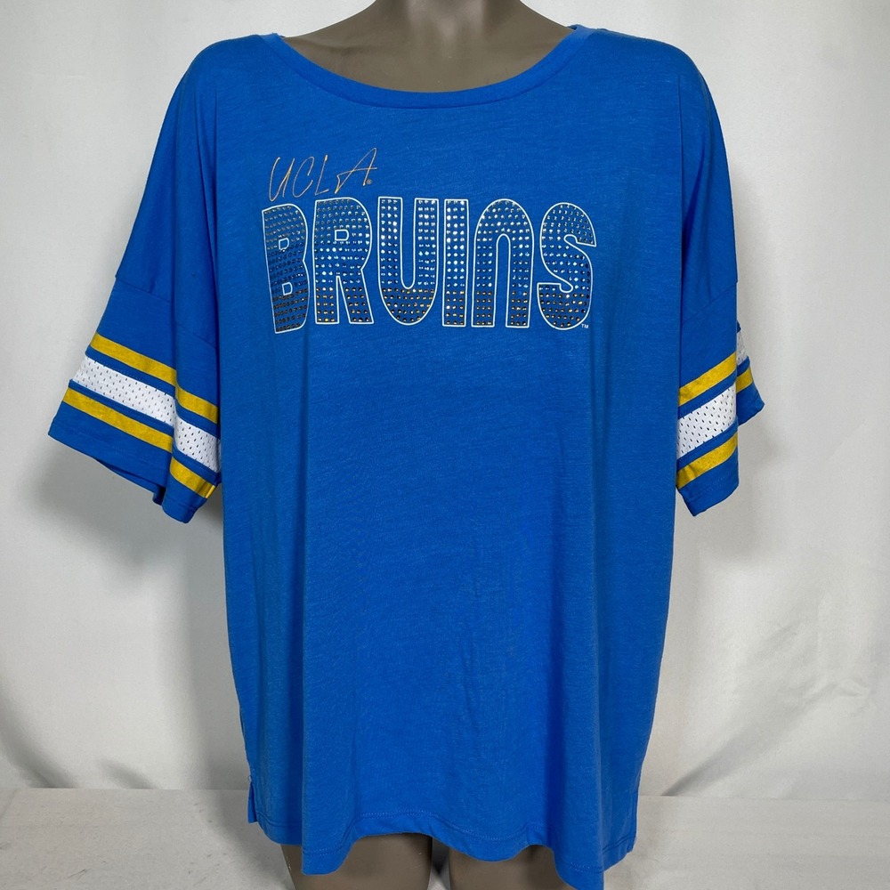 UCLA Bruins NCAA Colosseum Blue Rhinestone Stripe Athletic T-Shirt Women's XL